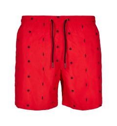 Снимка на Мъжки червени плувни шорти с бродерия