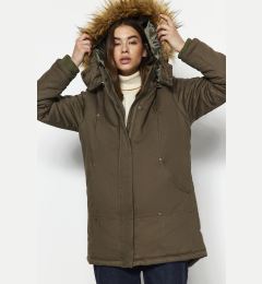 Снимка на Палто от парка Trendyol Khaki с качулка
