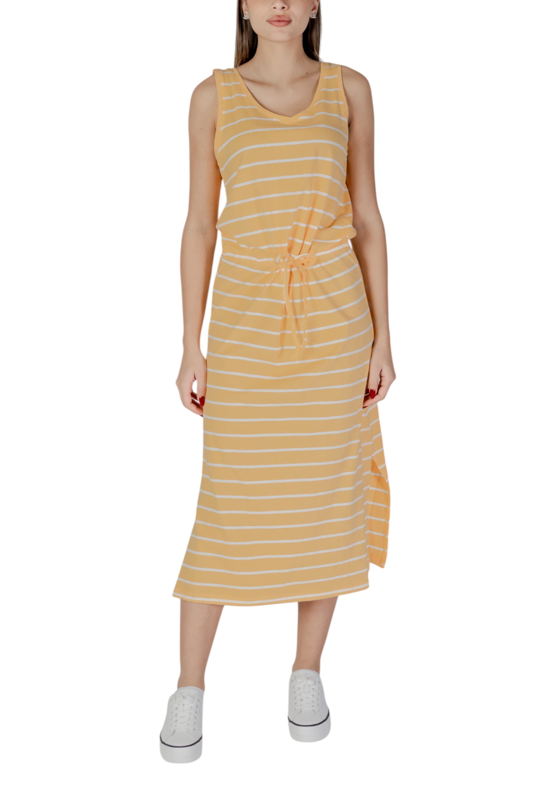 Снимка на Рокля миди без ръкави на райета