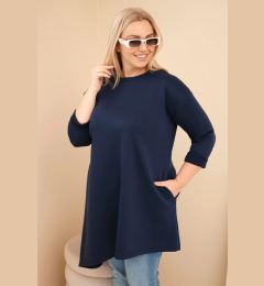 Снимка на Рокля от вискоза с големи размери и асиметричен подгъв