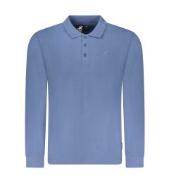 Снимка на Синя мъжка поло риза с дълъг ръкав