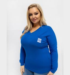 Снимка на Тениска с дълъг ръкав в цвят кобалт, големи размери