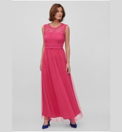 Снимка на Тъмно розова дамска макси рокля с дантела VILA Lynnea - Дамска