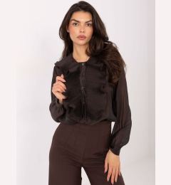 Снимка на Тъмнокафява блуза с дълъг ръкав