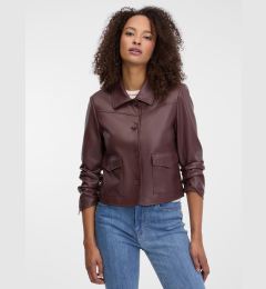 Снимка на Тъмнокафяво дамско кожено яке