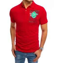 Снимка на Червена поло риза с принт Dstreet