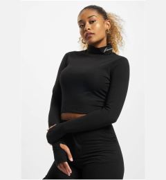 Снимка на Черен къс топ с дълъг ръкав