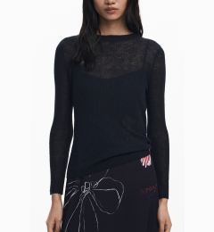 Снимка на Черен пуловер с дълъг ръкав