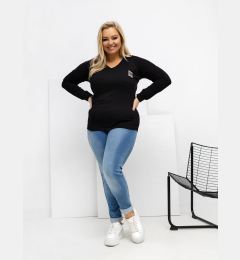 Снимка на Черна блуза с дълъг ръкав plus size
