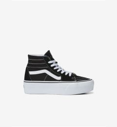 Снимка на Черни дамски маратонки от естествена кожа на глезена на платформата VANS - жени