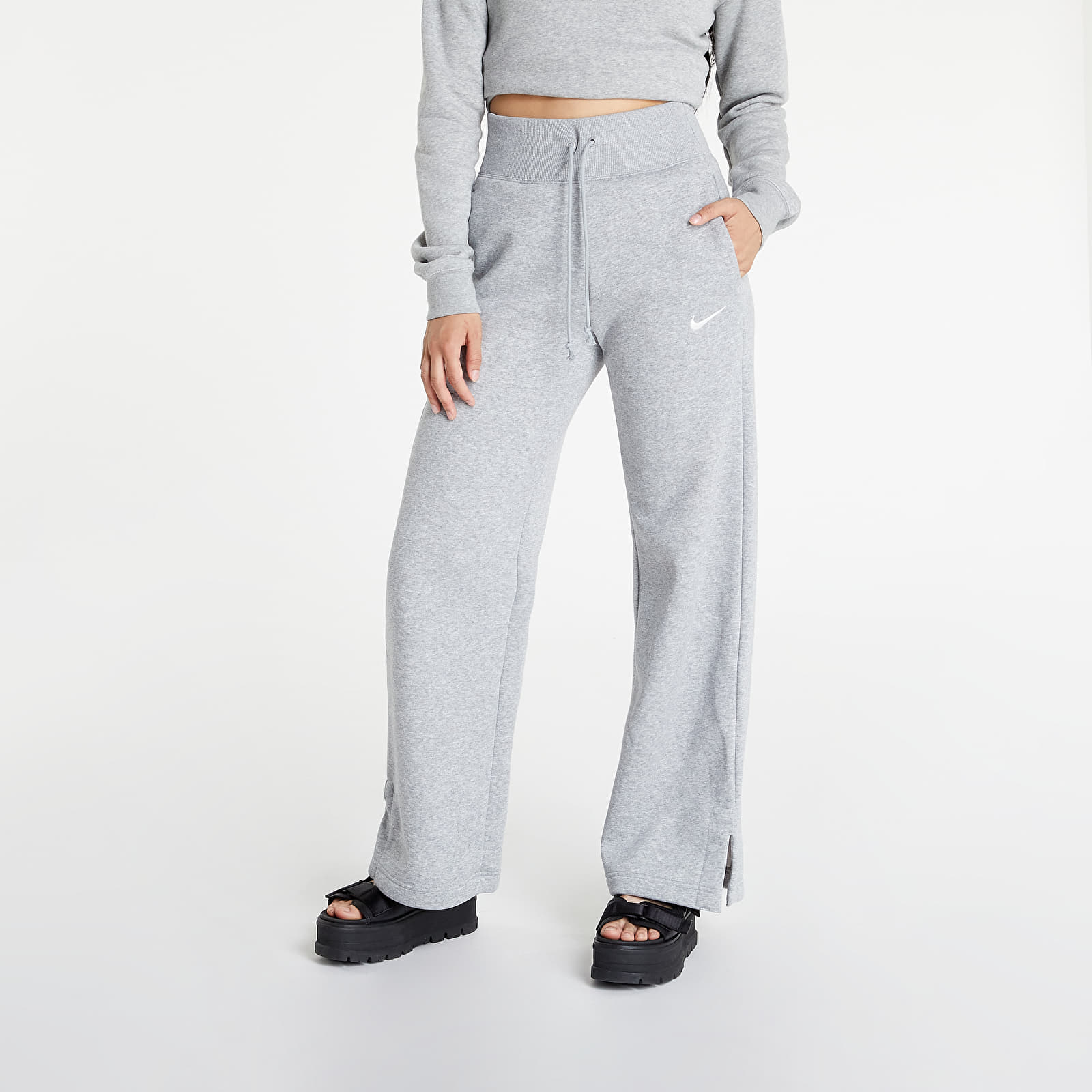 Снимка на Панталони Nike Sportswear Phoenix Fleece Women's High-Waisted Wide-Leg Sweatpants Dk Grey Heather/ Sail XS
