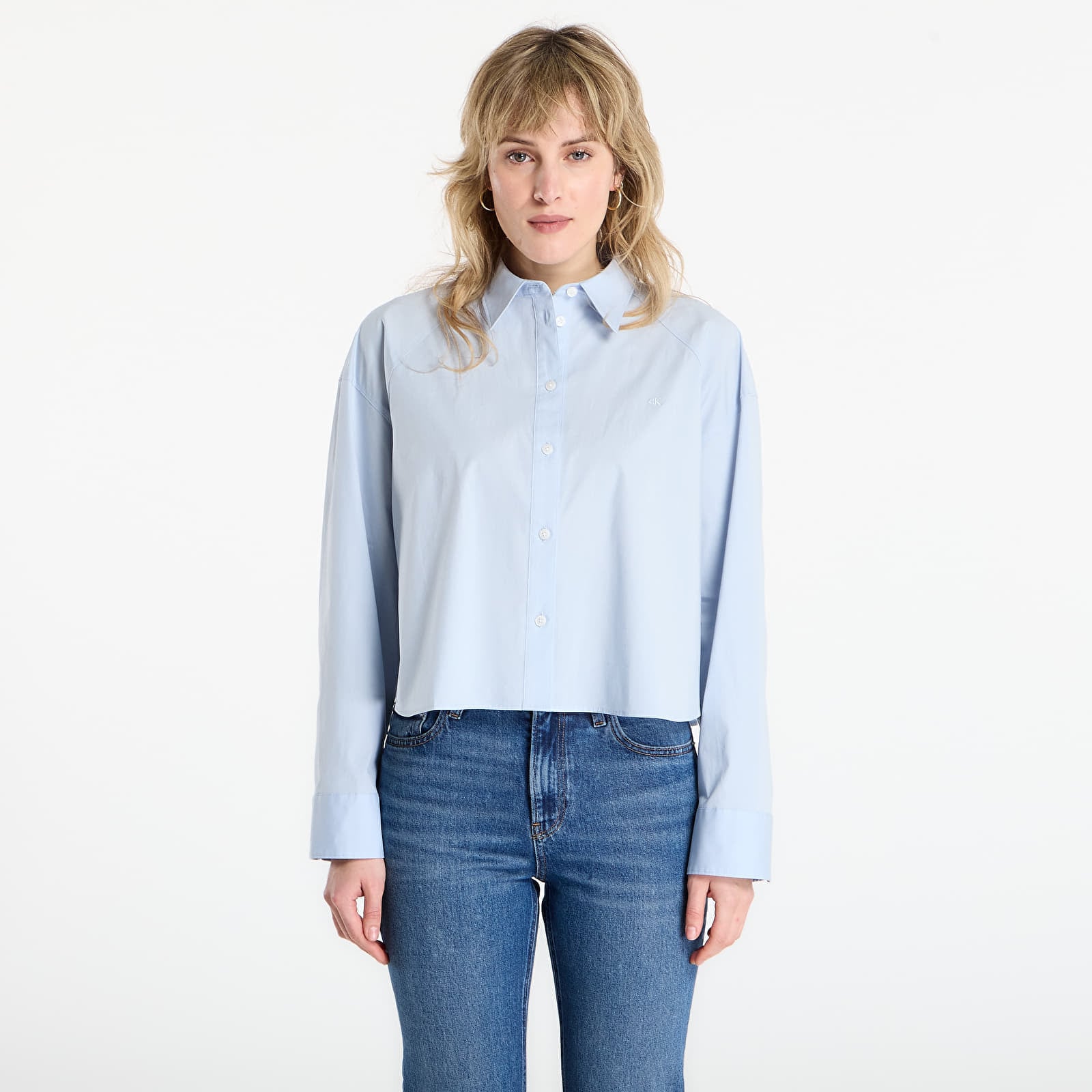 Снимка на Риза Calvin Klein Jeans Solid Boxy Cropped Shirt Grey XXS