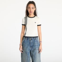 Снимка на Тениска adidas Knitted 3 Stripe Short Tee Cream White XL