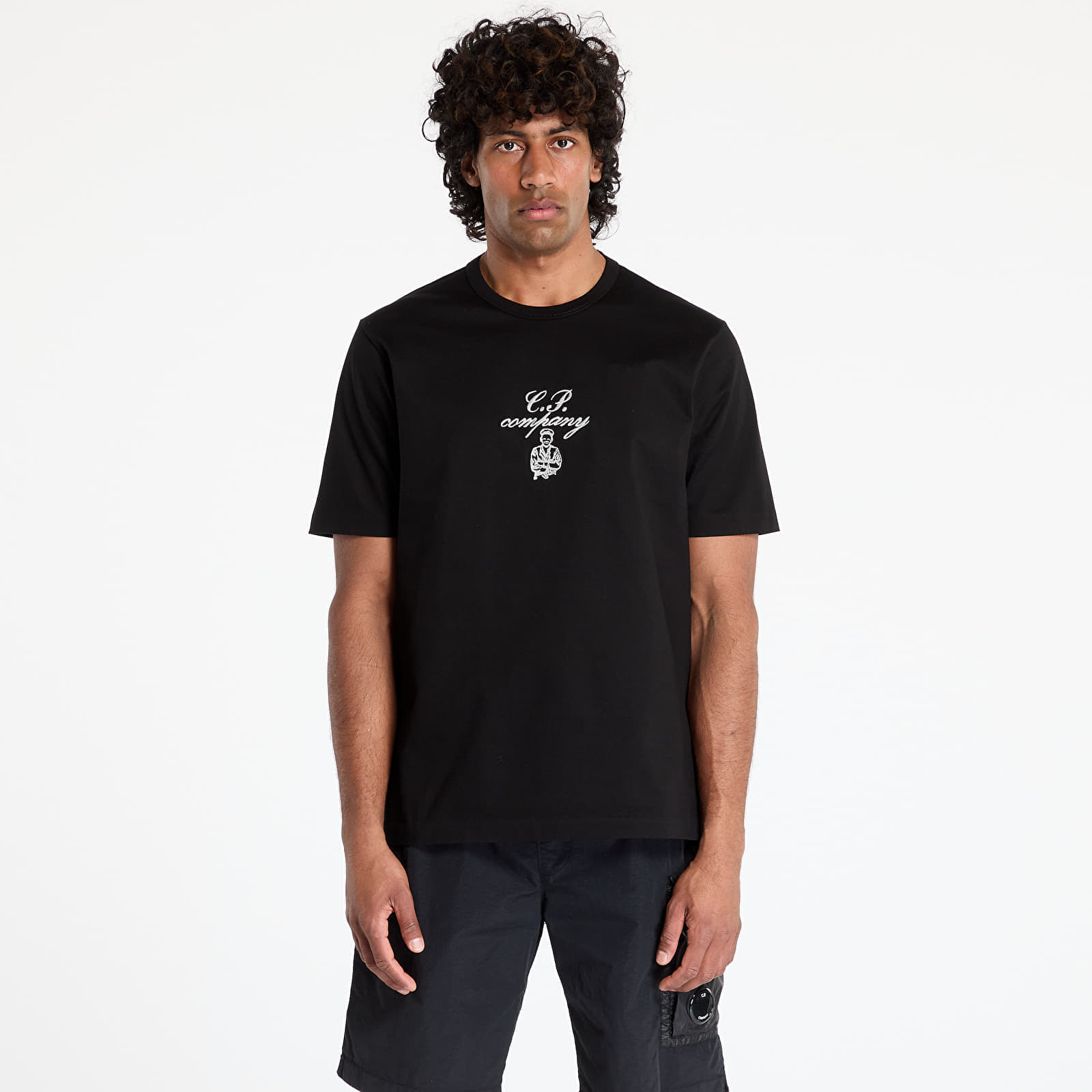 Снимка на Тениска C.P. Company 30/2 Mercerized Jersey Twisted Embroidery T-Shirt Black S