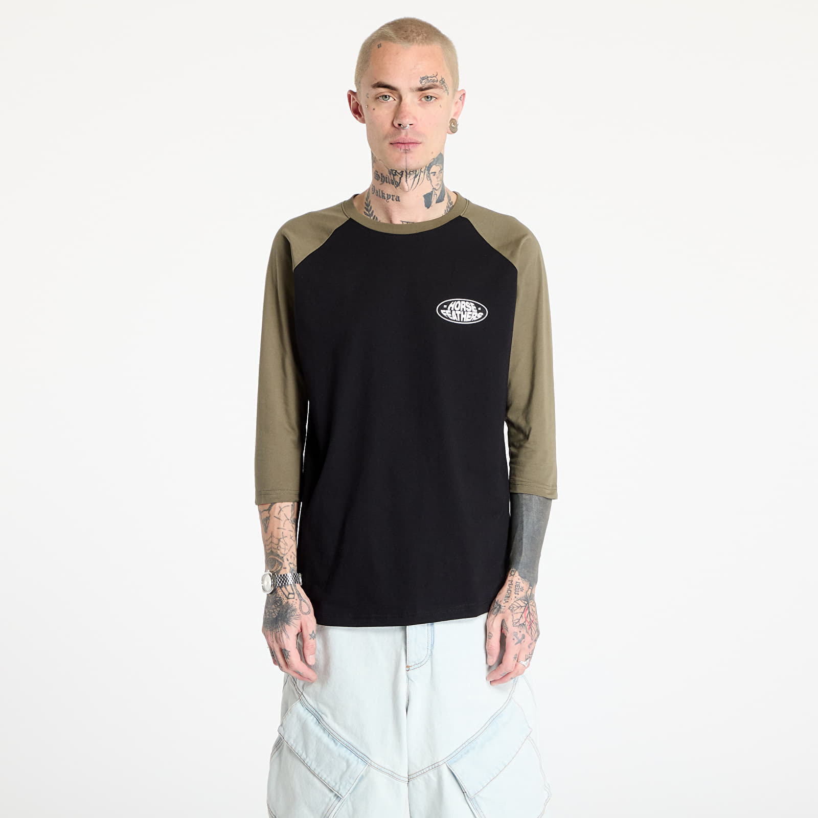 Снимка на Тениска Horsefeathers Dynamo Raglan T-Shirt Black/ Burnt Olive XXL