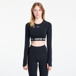 Снимка на Тениска Nike Pro Women's Dri-FIT Cropped Long-Sleeve Top Black/ White L