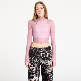 Снимка на Тениска Nike Zenvy Women's Dri-FIT Long-Sleeve Sheer Top Plum Dust/ White XL