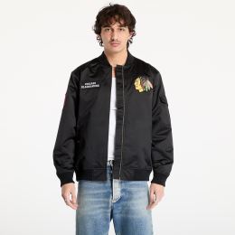 Снимка на Яке Mitchell & Ness NHL Team Leader Satin Current Logo Blackhawks Bomber Black XXL