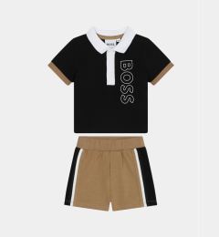 Снимка на Boss Комплект от тениска с яка и къси панталони J50785 Черен Regular Fit