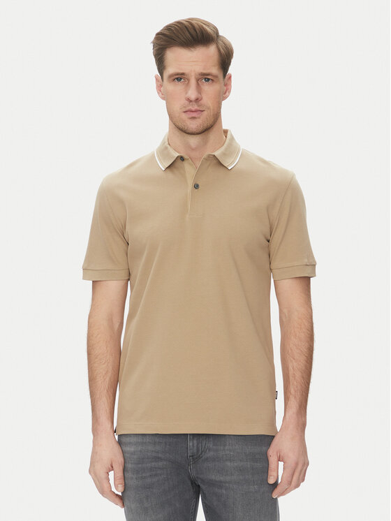 Снимка на BOSS Тениска с яка и копчета H-Prout 59 50527650 Бежов Regular Fit
