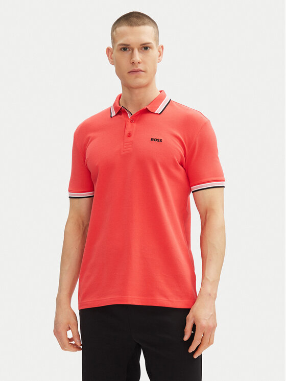Снимка на BOSS Тениска с яка и копчета Paddy 50469055 Червен Regular Fit
