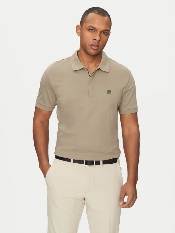Снимка на BOSS Тениска с яка и копчета Paddy TL 50533273 Бежов Regular Fit
