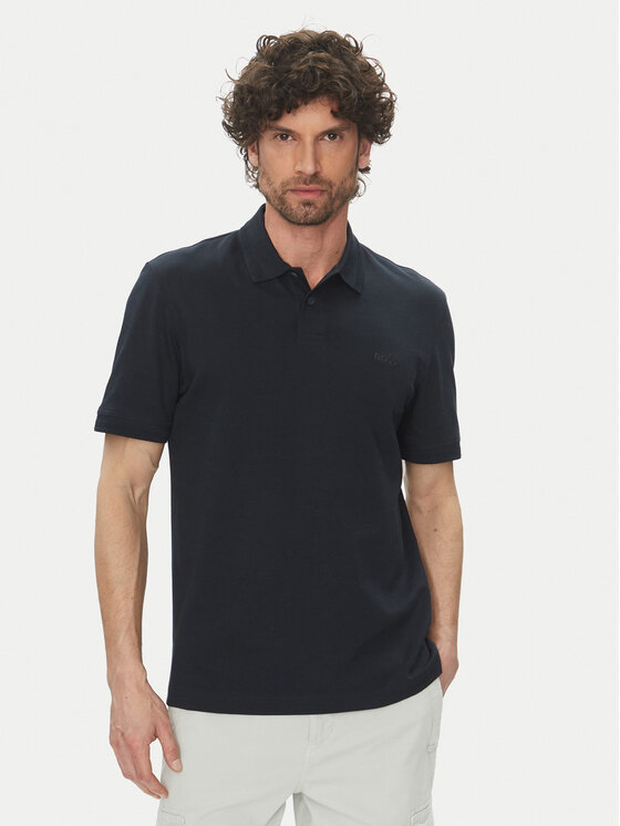 Снимка на BOSS Тениска с яка и копчета Pe_Interlock 50520109 Тъмносин Regular Fit