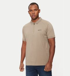 Снимка на BOSS Тениска с яка и копчета Philix Mirror 50525119 Бежов Regular Fit