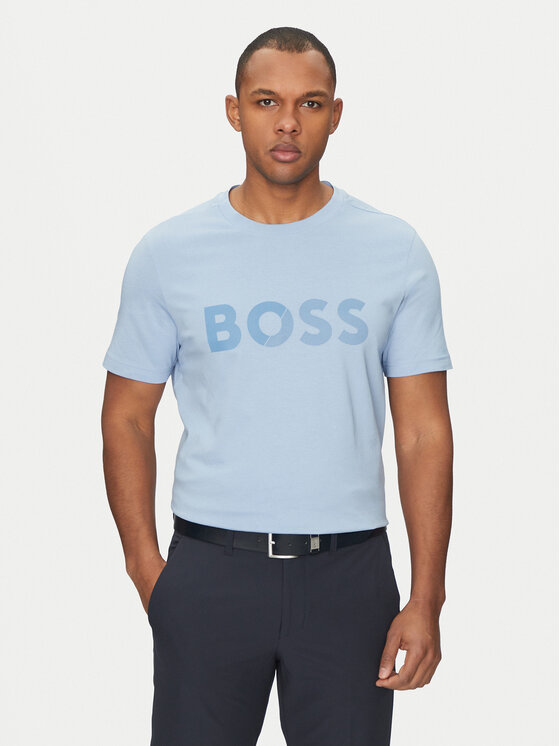 Снимка на BOSS Тишърт Tape Logo 50530990 Светлосиньо Regular Fit
