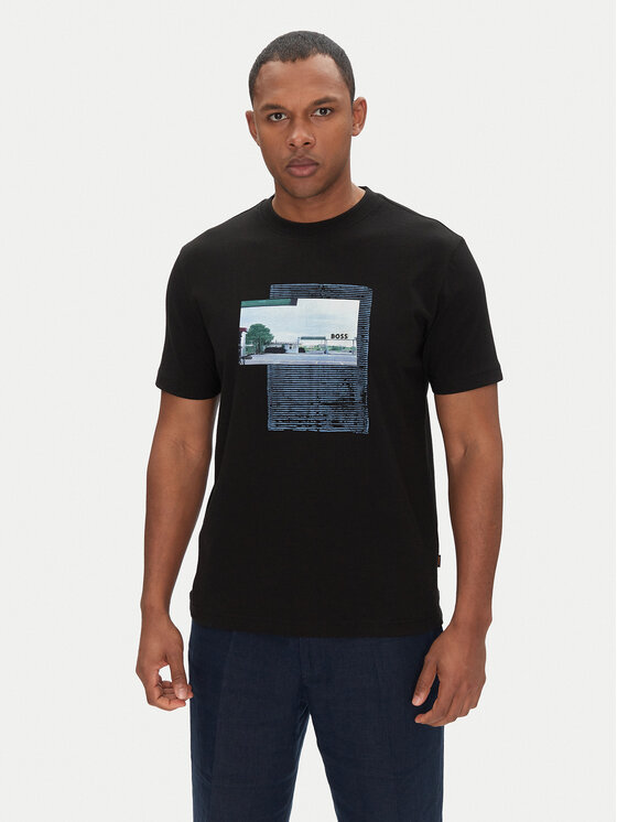 Снимка на BOSS Тишърт Te_Ontheway 50539180 Черен Regular Fit