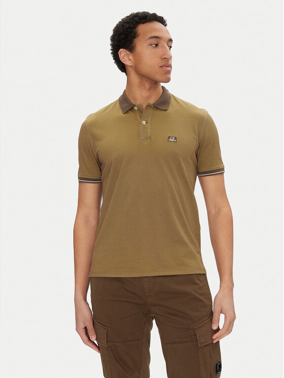 Снимка на C.P. Company Тениска с яка и копчета 18CMPL130A006263G Зелен Regular Fit