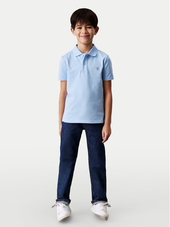 Снимка на Calvin Klein Jeans Тениска с яка и копчета Essential IB0IB02486 Светлосиньо Regular Fit