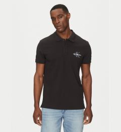 Снимка на Calvin Klein Jeans Тениска с яка и копчета Monologo J30J325664 Черен Regular Fit