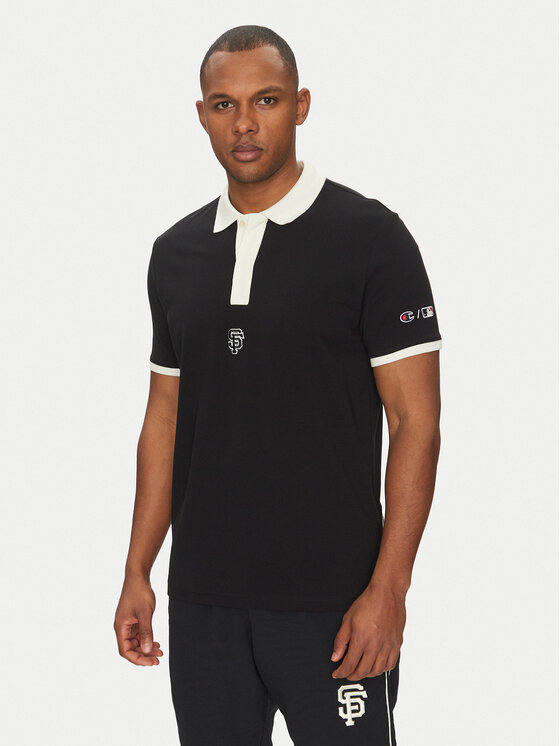 Снимка на Champion Тениска с яка и копчета 221044 Черен Regular Fit