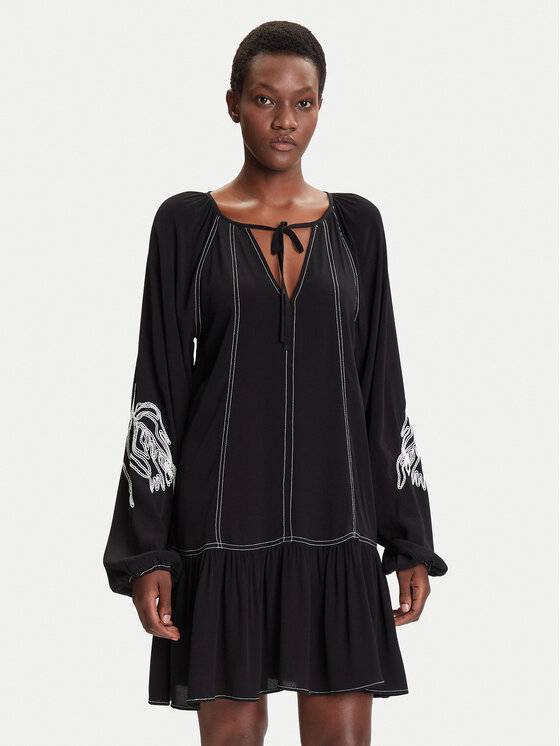 Снимка на Desigual Ежедневна рокля Silvianegro 25WWVW19 Черен Loose Fit
