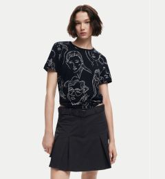 Снимка на Desigual Тишърт Caras 24WWTK54 Черен Regular Fit