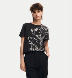 Снимка на Desigual Тишърт Mickey Drawing 24WWTKA1 Черен Regular Fit
