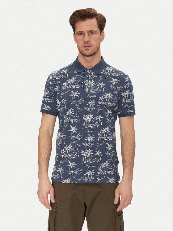 Снимка на Gant Тениска с яка и копчета 2014058 Тъмносин Regular Fit