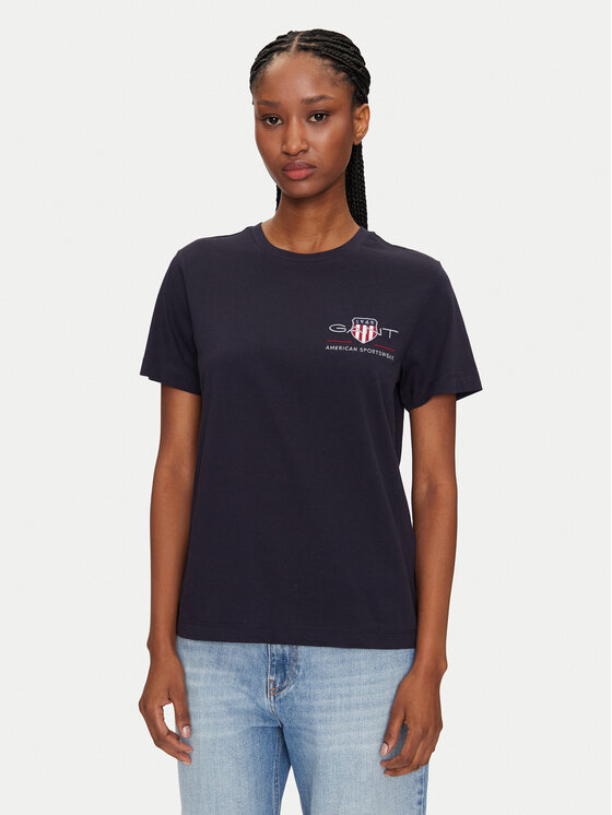 Снимка на Gant Тишърт Bisiklet Yaka 4200277 Тъмносин Regular Fit