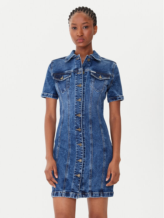 Снимка на Guess Jeans Дънкова рокля W5YK55 D5R11 Син Slim Fit