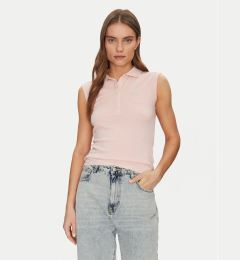 Снимка на Guess Jeans Тениска с яка и копчета W5GP24 KCYR1 Бежов Regular Fit