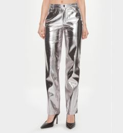 Снимка на Guess Панталони от имитация на кожа W4RB33 WFWP0 Сребрист Regular Fit