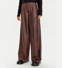 Снимка на Haveone Панталони от имитация на кожа PVI-M062 Кафяв Wide Leg