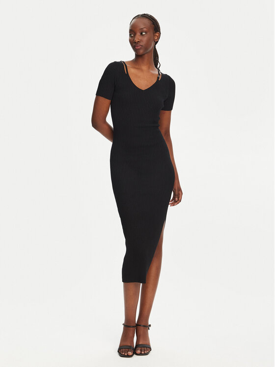 Снимка на HUGO Плетена рокля Shaty 50538239 Черен Slim Fit
