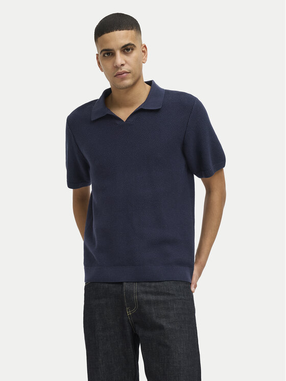 Снимка на Jack&Jones Тениска с яка и копчета Ceaston 12273012 Тъмносин Regular Fit