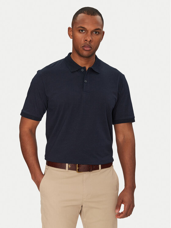 Снимка на Jack&Jones Тениска с яка и копчета Jaxon 12268227 Тъмносин Regular Fit