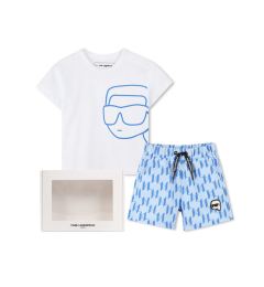 Снимка на Karl Lagerfeld Kids Комплект тишърт и панталонки Z30498 M Син Regular Fit