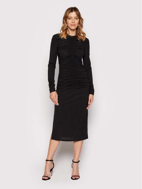 Снимка на KARL LAGERFELD Ежедневна рокля Ruched 220W1352 Черен Slim Fit