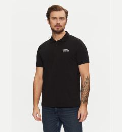Снимка на KARL LAGERFELD Тениска с яка и копчета 745088 551235 Черен Regular Fit