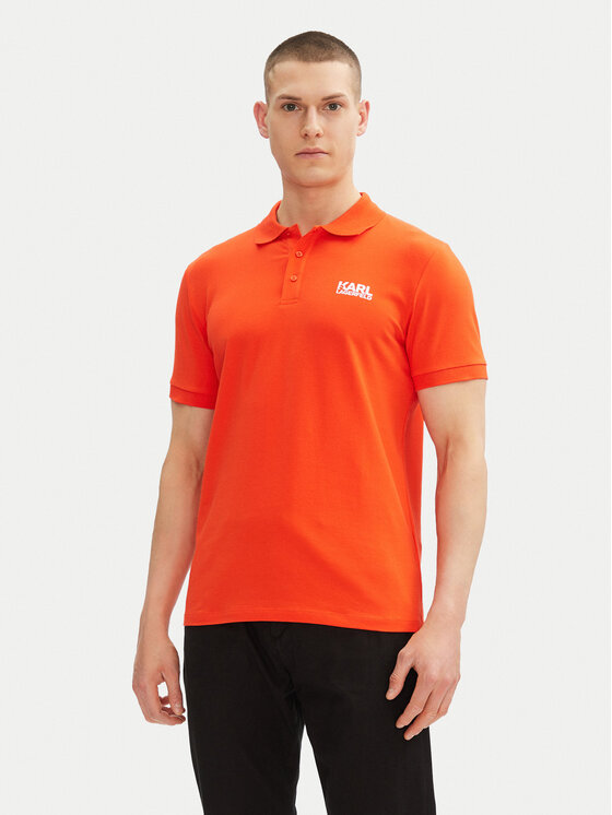 Снимка на KARL LAGERFELD Тениска с яка и копчета 745088 552235 Червен Regular Fit